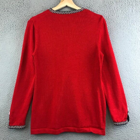 St. John Collection Marie Gray Blazer Women size 4 Red Santana Knit Half Zip - Picture 2 of 10